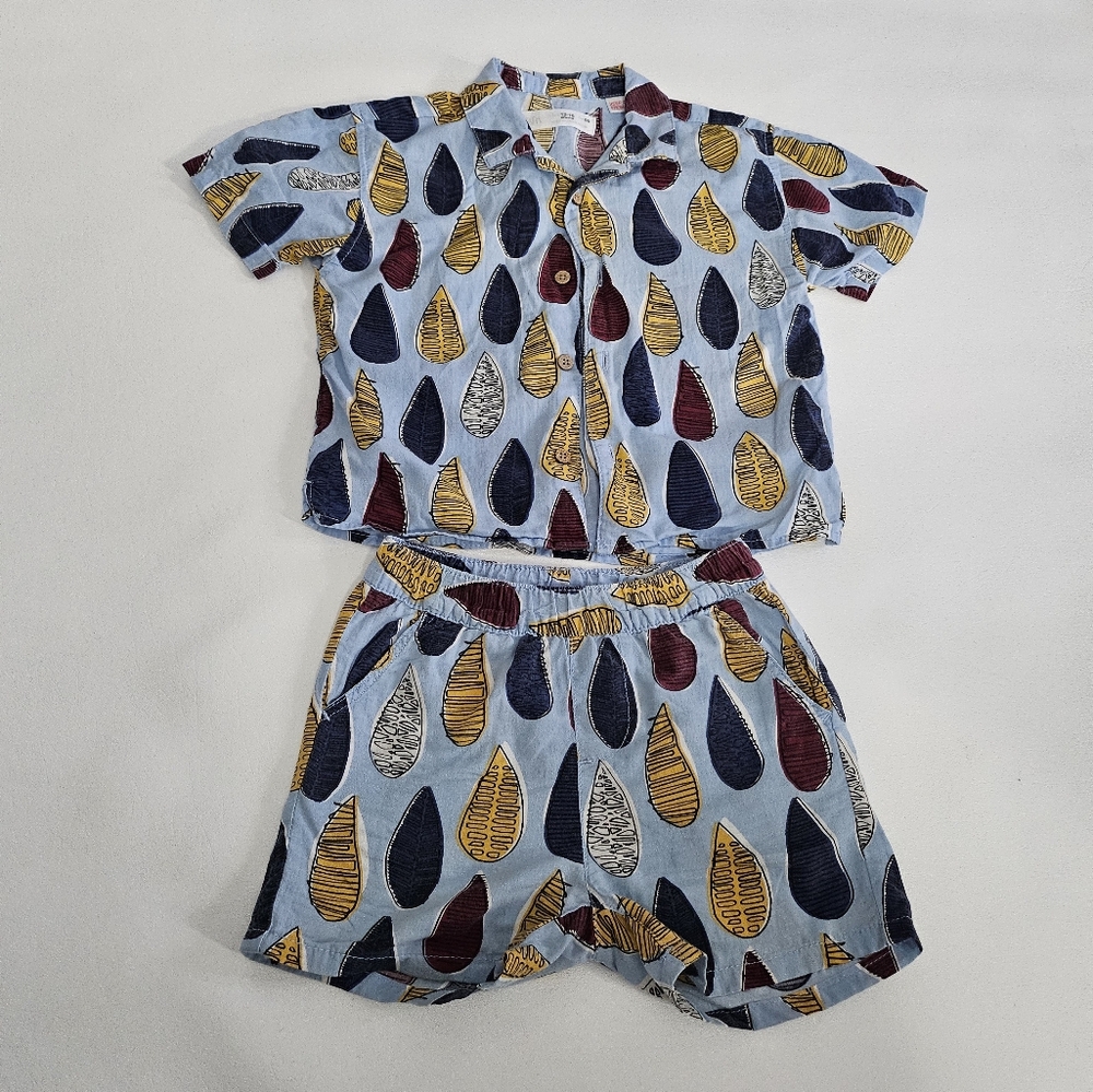 ZARA set button shirt with shorts boys 12-18 months old